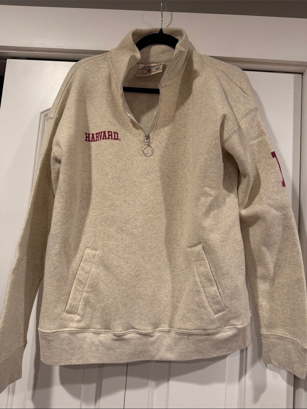 Harvard Quarter-Zip Pullover Sweatshirt - Beige